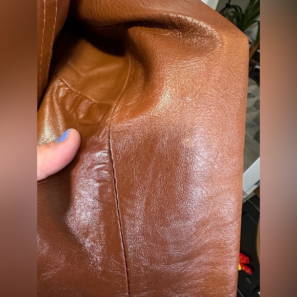 Vintage double breasted, long Mr & Mrs Leather 1970’s cognac leather coat - Picture 12 of 15